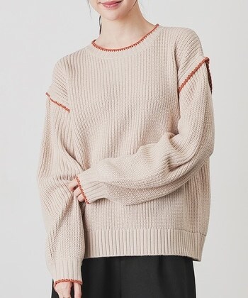 【Honeys公式 / ハニーズ】配色ニット レディース M ベージュ プチプラ 【Honeys公式 / ハニーズ】配色ニット レディース M ベージュ プチプラ