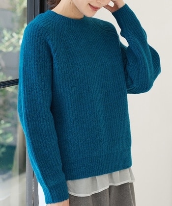 【Honeys公式 / ハニーズ】クルーネックニット レディース L ブルーMix プチプラ 【Honeys公式 / ハニーズ】クルーネックニット レディース L ブルーMix プチプラ