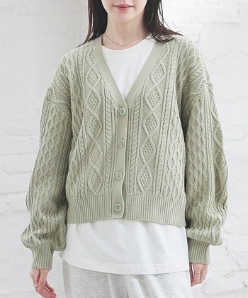 【Honeys公式 / ハニーズ】ケーブル編Vカーディガン レディース L ミント プチプラ 【Honeys公式 / ハニーズ】ケーブル編Vカーディガン レディース L ミント プチプラ