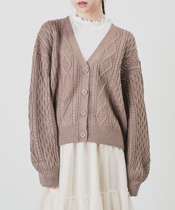 【Honeys公式 / ハニーズ】ケーブル編Vカーディガン レディース M 杢モカ プチプラ 【Honeys公式 / ハニーズ】ケーブル編Vカーディガン レディース M 杢モカ プチプラ