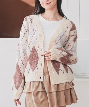 総柄Vネックカーディガン: トップス｜ハニーズ公式通販