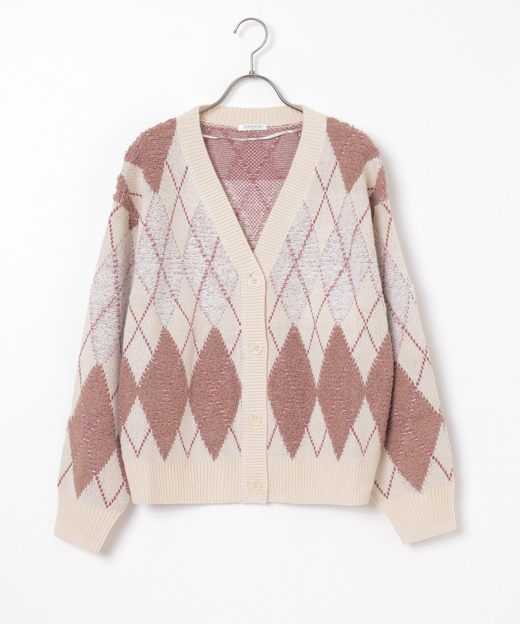 needles パターン入りピンクVネックカーディガン ブルーイースト BLUEEAST なめらかざっくりVネックカーディガン