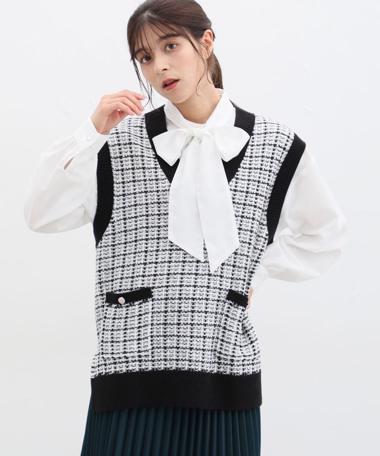 ハニーズ公式通販】ツイード風ベスト: トップス-Honeys Online Shop