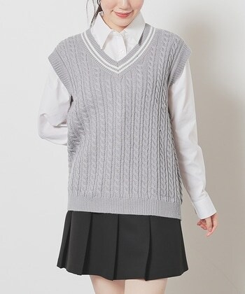 【Honeys公式 / ハニーズ】スクールベスト レディース M 杢グレー プチプラ 【Honeys公式 / ハニーズ】スクールベスト レディース M 杢グレー プチプラ