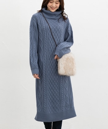 【Honeys公式 / ハニーズ】ケーブル編ワンピース レディース LL スモーキーブルー プチプラ 【Honeys公式 / ハニーズ】ケーブル編ワンピース レディース LL スモーキーブルー プチプラ