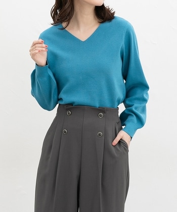 【Honeys公式 / ハニーズ】ヒアルロン酸Vネック レディース LL ブルー プチプラ 【Honeys公式 / ハニーズ】ヒアルロン酸Vネック レディース LL ブルー プチプラ