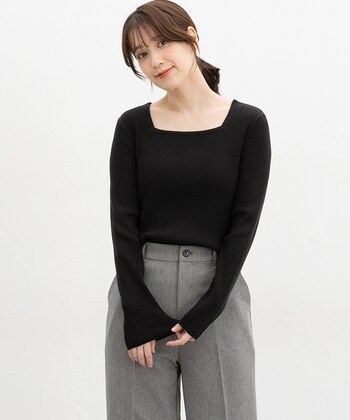 【Honeys公式 / ハニーズ】ヒアルロンスクエアネック レディース Ｍ ブラック プチプラ