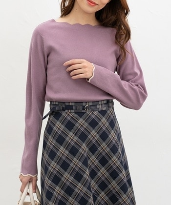 【Honeys公式 / ハニーズ】スカラップニット レディース L ピンクパープル プチプラ 【Honeys公式 / ハニーズ】スカラップニット レディース L ピンクパープル プチプラ