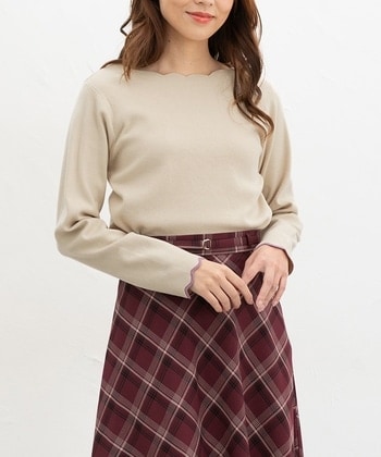 【Honeys公式 / ハニーズ】スカラップニット レディース M ベージュ プチプラ 【Honeys公式 / ハニーズ】スカラップニット レディース M ベージュ プチプラ