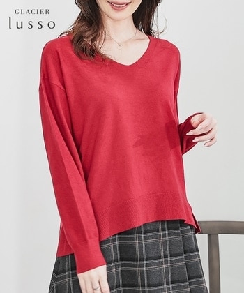 【Honeys公式 / ハニーズ】Vネックニット レディース LL レッド プチプラ 【Honeys公式 / ハニーズ】Vネックニット レディース LL レッド プチプラ