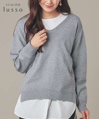 【Honeys公式 / ハニーズ】Vネックニット レディース LL 杢グレー プチプラ 【Honeys公式 / ハニーズ】Vネックニット レディース LL 杢グレー プチプラ