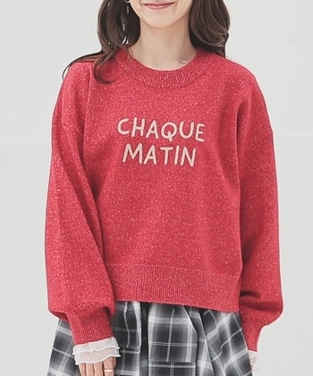 【Honeys公式 / ハニーズ】ロゴ刺繍ニット レディース S レッド プチプラ 【Honeys公式 / ハニーズ】ロゴ刺繍ニット レディース S レッド プチプラ