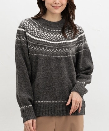 【Honeys公式 / ハニーズ】求心柄ニット レディース Ｍ 杢チャコール プチプラ