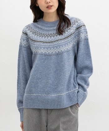 【Honeys公式 / ハニーズ】求心柄ニット レディース S 杢ブルー プチプラ 【Honeys公式 / ハニーズ】求心柄ニット レディース S 杢ブルー プチプラ