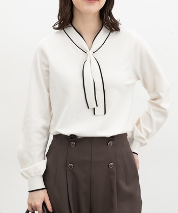 【Honeys公式 / ハニーズ】ヒアルロン酸配色ボウタイニット レディース M アイボリー プチプラ 【Honeys公式 / ハニーズ】ヒアルロン酸配色ボウタイニット レディース M アイボリー プチプラ