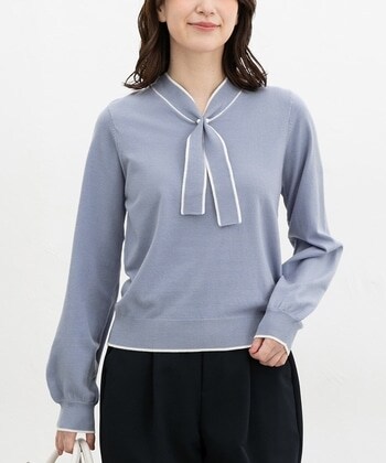 【Honeys公式 / ハニーズ】ヒアルロン酸配色ボウタイニット レディース M サックス プチプラ 【Honeys公式 / ハニーズ】ヒアルロン酸配色ボウタイニット レディース M サックス プチプラ