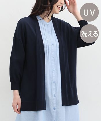 【Honeys公式 / ハニーズ】8分袖トッパーカーデ レディース S ネイビー プチプラ