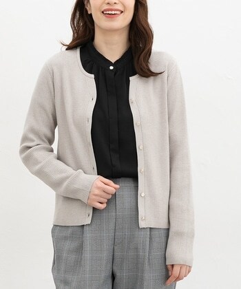 【Honeys公式 / ハニーズ】ラメ入キーネックカーデ レディース Ｍ グレー プチプラ