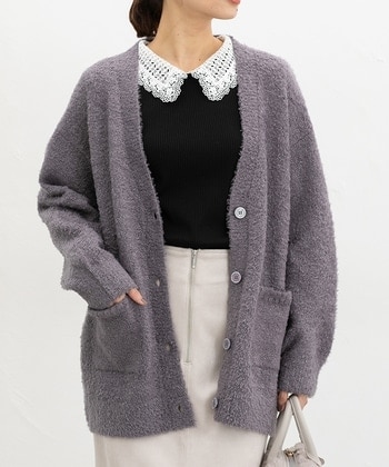 【Honeys公式 / ハニーズ】ブークレVネックカーデ レディース L チャコール プチプラ 【Honeys公式 / ハニーズ】ブークレVネックカーデ レディース L チャコール プチプラ