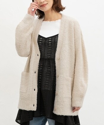 【Honeys公式 / ハニーズ】ブークレVネックカーデ レディース L ベージュ プチプラ 【Honeys公式 / ハニーズ】ブークレVネックカーデ レディース L ベージュ プチプラ