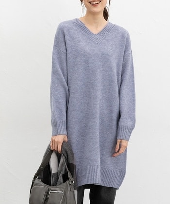 【Honeys公式 / ハニーズ】Vネックワンピース レディース L 杢ブルー プチプラ 【Honeys公式 / ハニーズ】Vネックワンピース レディース L 杢ブルー プチプラ