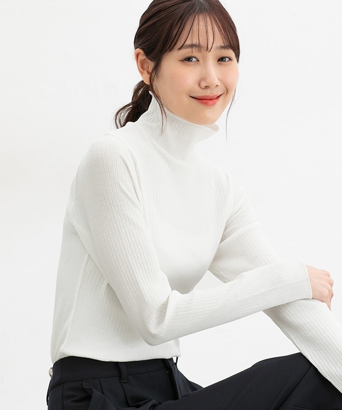 【Honeys公式 / ハニーズ】リブハイネックTシャツ レディース LL オフ プチプラ