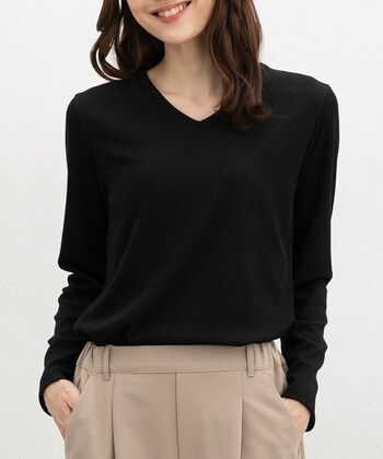 【Honeys公式 / ハニーズ】VネックTシャツ レディース S ブラック プチプラ 【Honeys公式 / ハニーズ】VネックTシャツ レディース S ブラック プチプラ