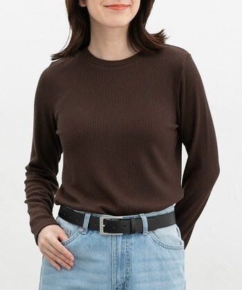 【Honeys公式 / ハニーズ】クルーネックＴシャツ レディース Ｌ ブラウン プチプラ