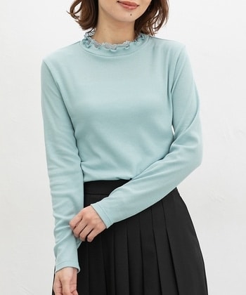 【Honeys公式 / ハニーズ】レース使いハイネックT レディース M サックス プチプラ 【Honeys公式 / ハニーズ】レース使いハイネックT レディース M サックス プチプラ