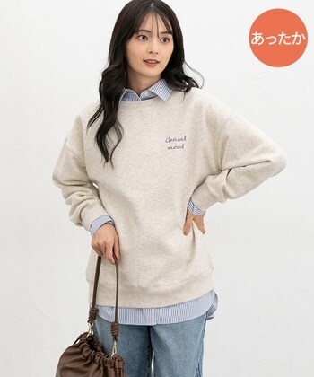 【Honeys公式 / ハニーズ】裏起毛ゆるロゴ刺繍スウェット レディース L オートミール プチプラ 【Honeys公式 / ハニーズ】裏起毛ゆるロゴ刺繍スウェット レディース L オートミール プチプラ