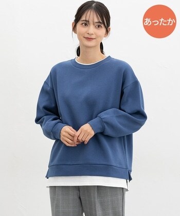 【Honeys公式 / ハニーズ】裏起毛ゆるレイヤード風スウェット レディース L ブルー プチプラ 【Honeys公式 / ハニーズ】裏起毛ゆるレイヤード風スウェット レディース L ブルー プチプラ