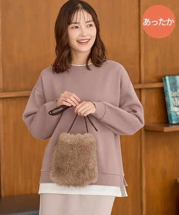 【Honeys公式 / ハニーズ】裏起毛ゆるレイヤード風スウェット レディース Ｌ スモーキーピンク プチプラ