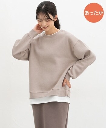 【Honeys公式 / ハニーズ】裏起毛ゆるレイヤード風スウェット レディース LL ベージュ プチプラ 【Honeys公式 / ハニーズ】裏起毛ゆるレイヤード風スウェット レディース LL ベージュ プチプラ