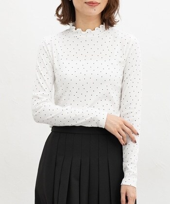 【Honeys公式 / ハニーズ】総柄ハイネックT レディース M オフ水玉 プチプラ 【Honeys公式 / ハニーズ】総柄ハイネックT レディース M オフ水玉 プチプラ