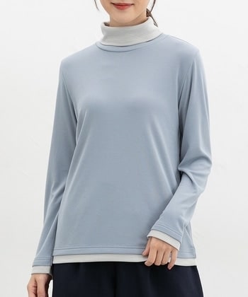 【Honeys公式 / ハニーズ】配色タートルネック レディース LL サックス プチプラ 【Honeys公式 / ハニーズ】配色タートルネック レディース LL サックス プチプラ