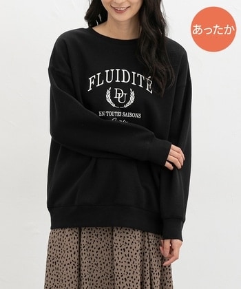 【Honeys公式 / ハニーズ】裏起毛ゆるカレッジ刺繍 レディース S ブラック プチプラ 【Honeys公式 / ハニーズ】裏起毛ゆるカレッジ刺繍 レディース S ブラック プチプラ