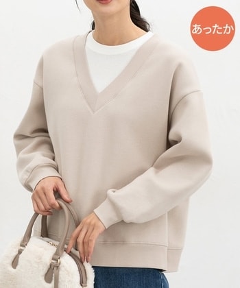 【Honeys公式 / ハニーズ】裏起毛ゆるレイヤード風 レディース S ベージュ プチプラ 【Honeys公式 / ハニーズ】裏起毛ゆるレイヤード風 レディース S ベージュ プチプラ