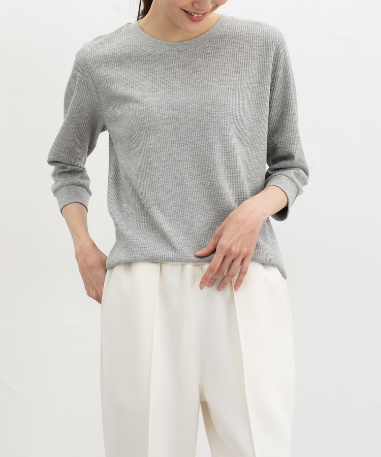 7分袖ワッフルクルーT