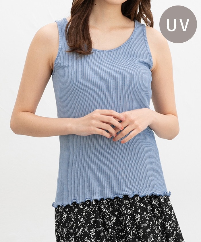 【Honeys公式 / ハニーズ】メロー使いタンクトップ レディース M ブルー プチプラ 【Honeys公式 / ハニーズ】メロー使いタンクトップ レディース M ブルー プチプラ