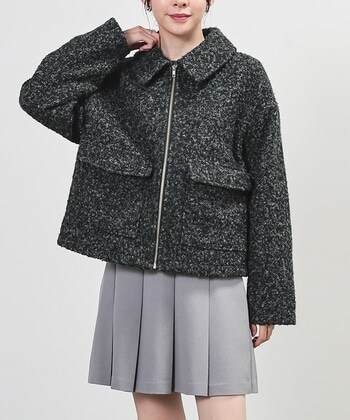 【Honeys公式 / ハニーズ】衿付ブルゾン レディース L 杢チャコール プチプラ 【Honeys公式 / ハニーズ】衿付ブルゾン レディース L 杢チャコール プチプラ