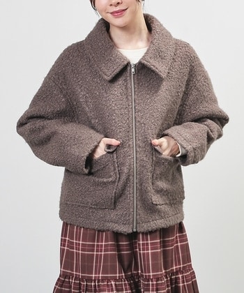 【Honeys公式 / ハニーズ】衿付ブルゾン レディース L ダークブラウン プチプラ 【Honeys公式 / ハニーズ】衿付ブルゾン レディース L ダークブラウン プチプラ