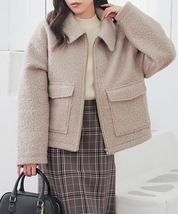 【Honeys公式 / ハニーズ】衿付ブルゾン レディース L ベージュ プチプラ 【Honeys公式 / ハニーズ】衿付ブルゾン レディース L ベージュ プチプラ