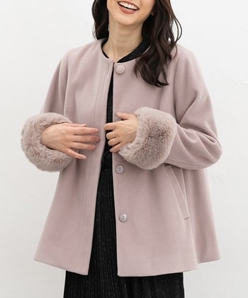 【Honeys公式 / ハニーズ】ファー付ノーカラーコート レディース M モカ プチプラ 【Honeys公式 / ハニーズ】ファー付ノーカラーコート レディース M モカ プチプラ