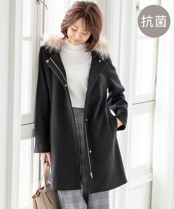 にしました ファー付きスウェードハーフコート(L) by hides's shop 