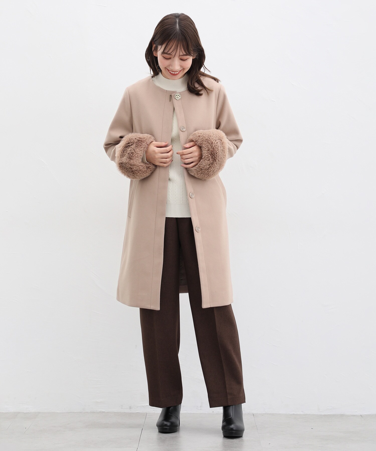 ベージュ♡ ファーコート 儚い