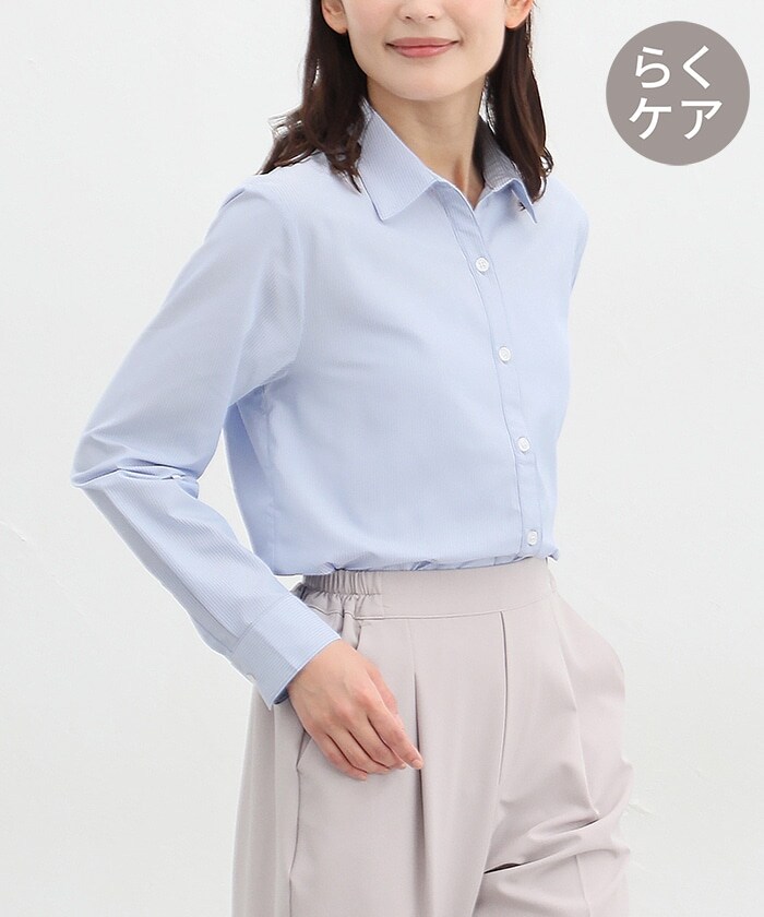 お手入れ簡単おしゃれ見え【デザイン】首元をきれいに見せてくれるスキッパーデザイン。ウエストをほんのりシェイプさせた、すっきりめの美しいシルエット。自分にぴったりが見つかる、Ｓ～３Ｌまで揃った豊富なサイ