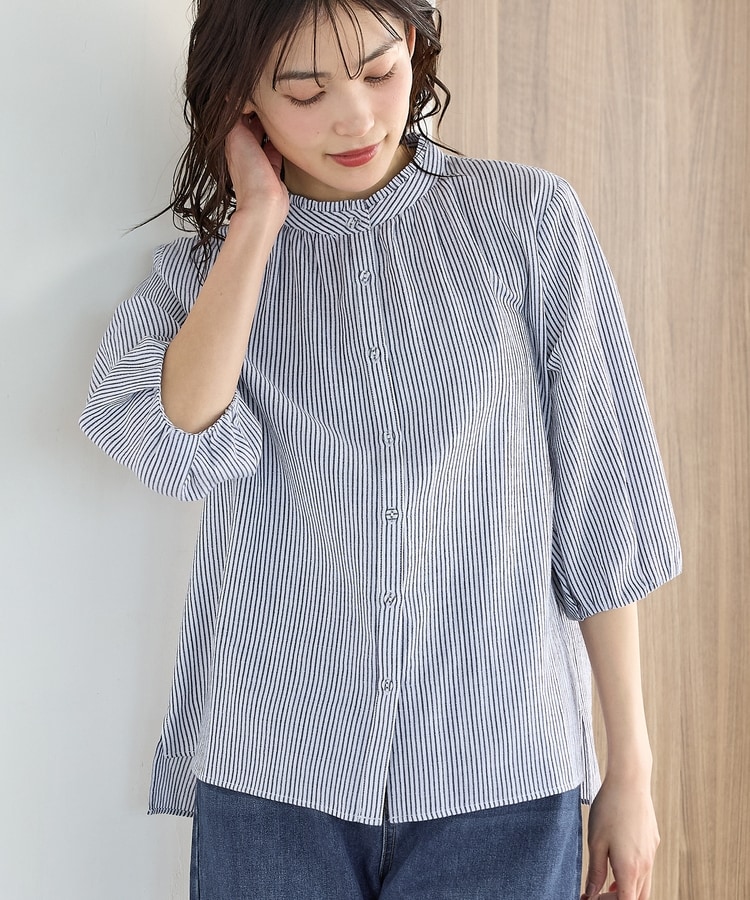 6分袖フリル衿ブラウス