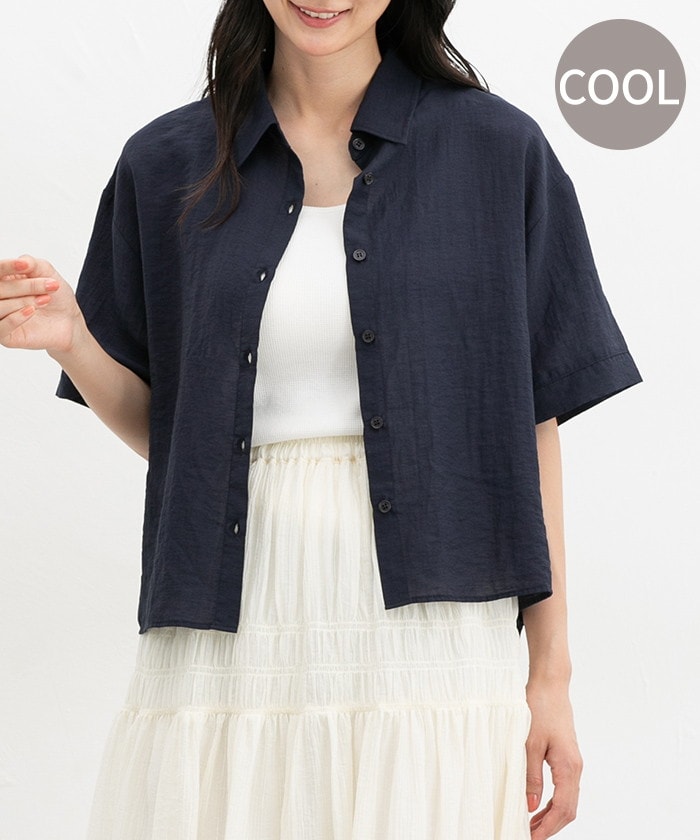 【Honeys公式 / ハニーズ】ショート丈シャツ レディース M ネイビー プチプラ 【Honeys公式 / ハニーズ】ショート丈シャツ レディース M ネイビー プチプラ