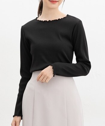 【Honeys公式 / ハニーズ】メロー使いトップス レディース Ｍ ブラック プチプラ