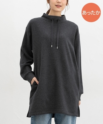 【Honeys公式 / ハニーズ】スタンドネックチュニック レディース ＬＬ 杢チャコール プチプラ